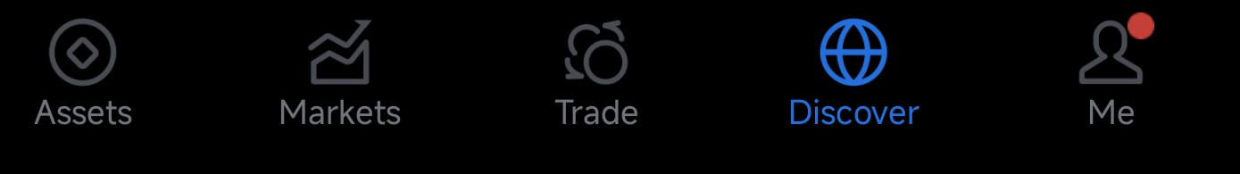 Menu Discover dans TokenPocket